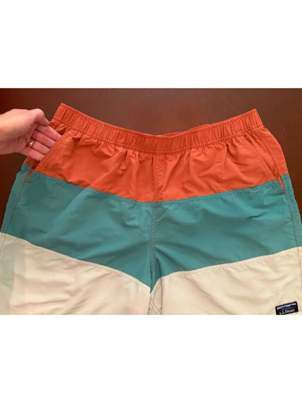 L.L.Bean Classic Supplex Sport Shorts Colorblock Lined Swim Trunks Men’s XL
